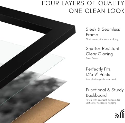 Americanflat 13x19 Picture Frame with Shatter-Resistant Glass - Signature Collection - Gallery-Style Frames Made of Engineered Wood - Photo Frame for Wall Display - Black - Image 5