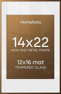 Homeforia 14x22 Bronze Picture Frame, High-End Metal, 12x16 Mat, Glass by Homeforia