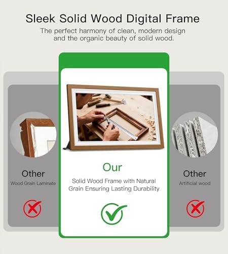 64GB Frameo 15.6" Digital Picture Frame Large 1920 x 1080 IPS FHD Touch Screen WiFi Electronic Photo Frames Share Moments Instantly Anywhere Best Gifts for Parents and Grandparents Solid Walnut - Image 3