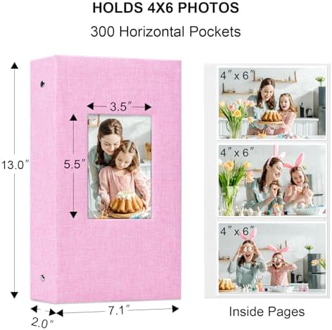 Vienrose 4x6 Photo Album,300 Pockets,Linen Cover with Window,Pink - Image 6