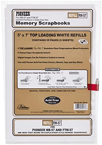 Pioneer Postbound 5 Inch by 7 Inch White Top Loading Refill Pack by PioneerPhotoAlbums