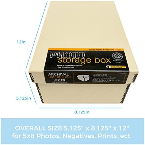 Lineco Archival Photo Card Box, Museum-Quality Storage, 5x8x12 Inch, Tan - Image 2