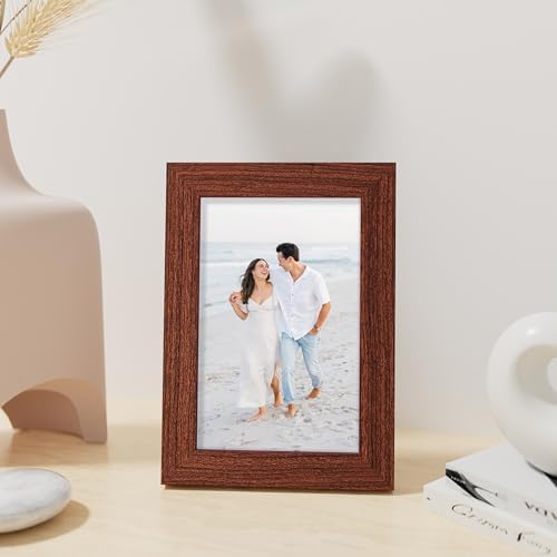 Vittanly 4x6 Picture Frame Made of Solid Wood for Wall or Tabletop, Brown - Image 4