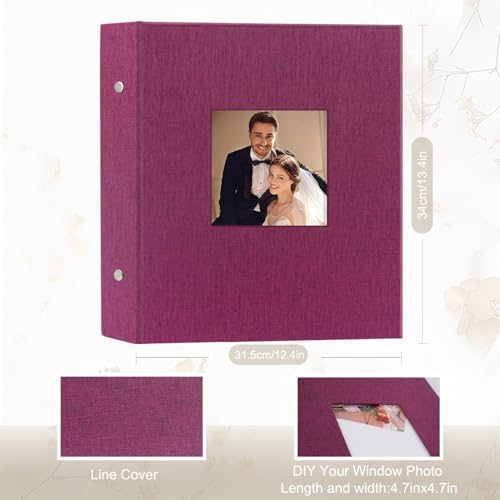 Artmag Fabric Photo Album 4x6 1000 Large Capacity for Family Wedding Anniversary Linen Album Holds 1000 Horizontal and Vertical Photos (1000 Pockets, Purplre) - Image 2