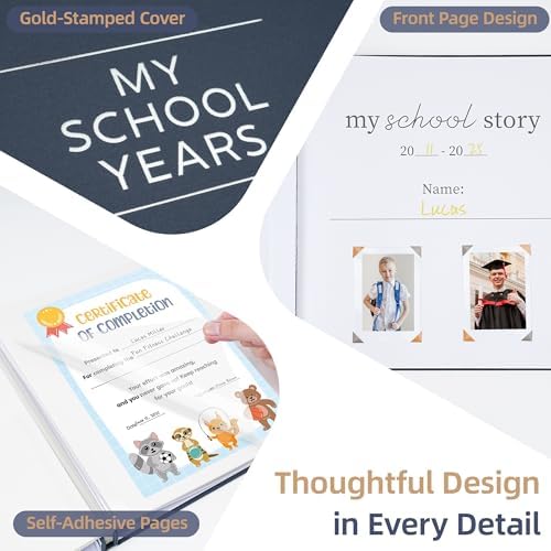 Large School Photo Album, 12 x 12 In, 40 Self-Adhesive Pages, Gray Blue - Image 5