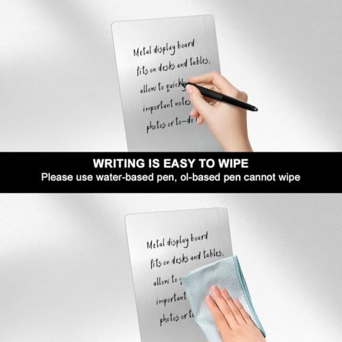 2 Pcs Magnetic Bulletin Board with Stand Metal Tabletop Memo Board Magnet Menu Easel Board Stainless Steel Display Stand for Office Home Kitchen School 10.4 x 6 in - Image 6