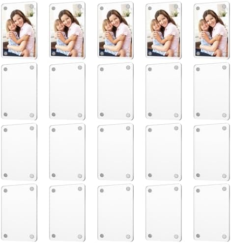 20 Pack Acrylic Fridge Magnetic Frame, Double Sided Clear Frameless Refrigerator Magnet Photo Picture Frame for Fujifilm Instax Mini, 2.36 x 3.54 Inch by Unknown