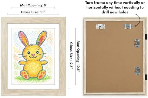 Americanflat Kids Artwork Frame Changeable (Light Wood) - Magnetic Door Holds 100 Art Pieces - 8.5x11 Letter Size Display with Mat or 10x12.5 Without Mat - My Mini Masterpiece - Image 3