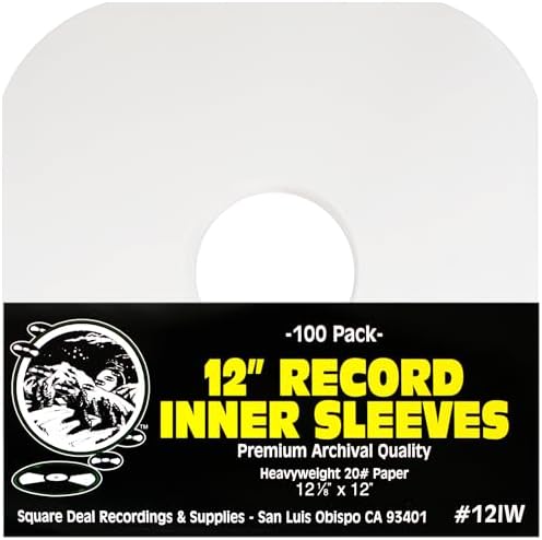 (100) Archival Quality Acid-Free Heavyweight Paper Inner Sleeves for 12" Vinyl Record Albums #12IW by SquareDealRecordingsSupplies