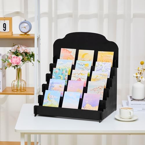Barydat Greeting Card Display Stand Wooden, 15.8 x 13 x 17.7 Inch, Black - Image 4