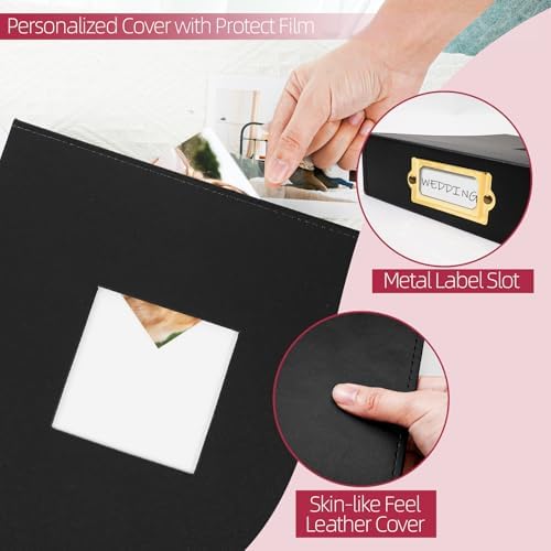 Vienrose 12x12 In 3 Ring Scrapbook Photo Album Leather Black 100 Pages - Image 4