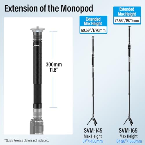 SIRUI SVM-E Carbon Fiber Monopod Extension Tube, Quick Release Column - Image 3