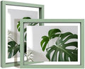 Egofine 6x8 Floating Frames Set of 2, Double Plexiglass Picture Frame, Made of Solid Wood Display Any Size Photo up to 6x8, Wall Mount or Tabletop Standing, Green by Egofine