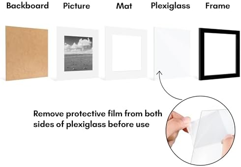 Americanflat 9x9 Picture Frame 5-Pack - Matted to 6x6 - Black - Image 4