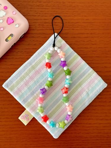 Drawwind Phone Charm Beaded Wristlet Strap Universal Cell Phone Lanyard Cute Bracelet Wrist Strap Beaded Chain String Handmade Accessories for Case Camera Bags (Star Girl) - Image 4