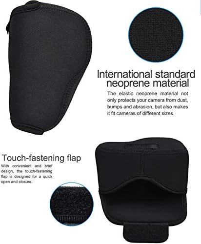 JJC Black Ultra Light Neoprene Camera Case for Fujifilm Fuji X-T100 X-T30 X-T20 X-T10 +50-200mm/50-230mm Lens, Pouch Bag for Olympus E-PL8 E-M5II E-M10 II, Canon M50 M5 with Telephoto lense - Image 3
