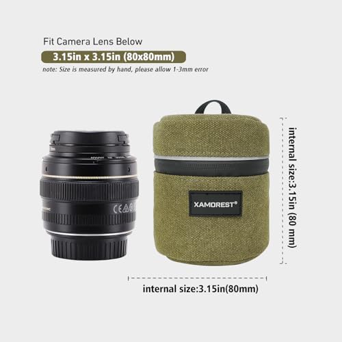 Camera Lens Case Lens Bag Compatible (3.15" x 3.15"(Canvas, Green)) - Image 2