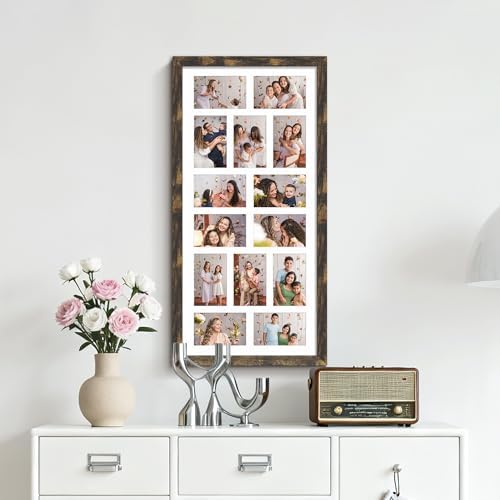 DUENPY 14x30 Collage Frame For 14 4x6 Photos Brown - Image 6