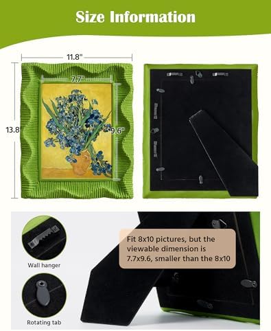8x10 Wavy Decorative Picture Frame with Flocked Finish,Lawn Green - Image 4