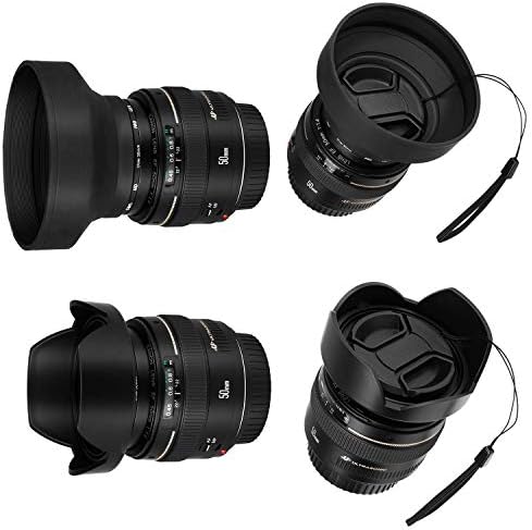 67mm Lens Hood Set, Collapsible Rubber Lens Hood with Filter Thread + Reversible Tulip Flower Lens Hood + Center Pinch Lens Cap + Microfiber Lens Cleaning Cloth, Canon EW-73B Replacement - Image 3