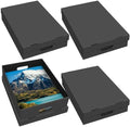 4PCS Photo Storage Box,14.5“ x 12“ x 3.94“ Photo Keepsake Storage Box Sturdy Picture Box Store and Protect Pictures,Documents Black by aopule