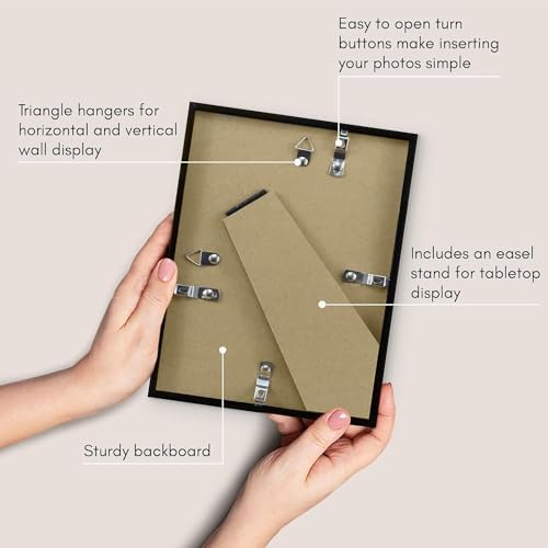 Americanflat 6x8 Picture Frame with Shatter-Resistant Glass - Use as 4x6 Frame with Mat or Display 6x8 Photo Without Mat - Streamline Collection - Picture Frames for Tabletop and Wall - Black - Image 5