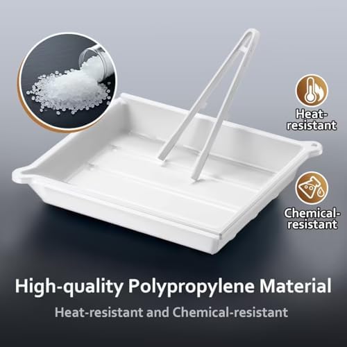 JJC 10x12 Darkroom Photo Developing Tray with Silicone Tong, PP, White - Image 4