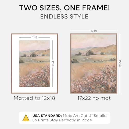 Homeforia 17x22 Mocha Picture Frame, High-End Metal, 12x18 Mat, Glass - Image 2