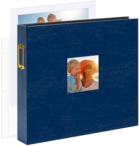 Vienrose 12x12 In 3 Ring Scrapbook Photo Album Leather Dark Blue 100 Pages by Vienrose