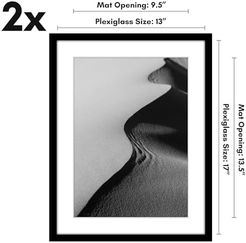 Americanflat 13x17 Picture Frame 2-Pack - Matted to 10x14 - Black - Image 2