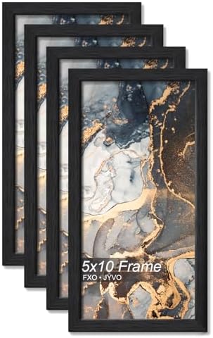 5x10 Picture Frame Set of 4 Black Engineered Wood Tabletop/Wall Hanging by Fxojyvo