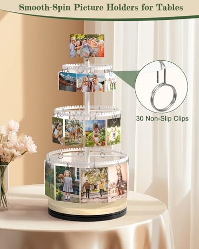 Bikoney 3-Tier Rotating Picture Stand with 30 Clips, Money & Gift Card Tree - Image 2