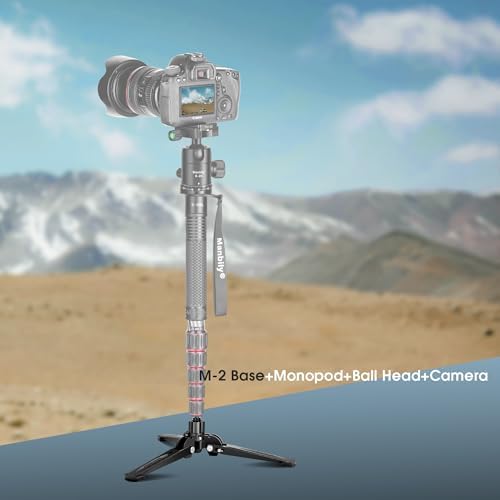 Manbily Mini Tripod Base for Monopods, 3/8" Screw Desktop Stand with Three Feet, Monopod Support, Travel for Ball Head Tripod/Fluid Head DSLR Camera Camcorder, Tilt 20° & Rotate 360° (Black) - Image 6