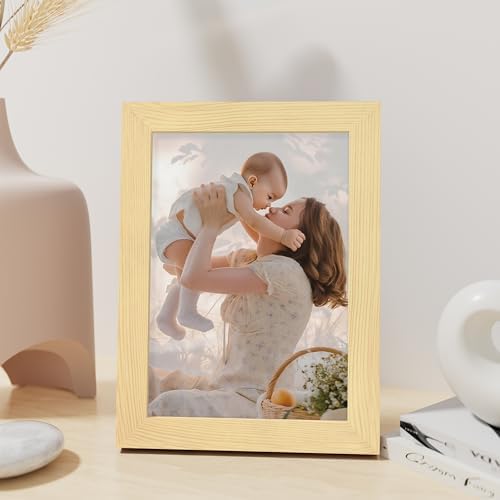 Vittanly 5x7 Picture Frame Made of Solid Wood for Wall or Tabletop, Natural - Image 4