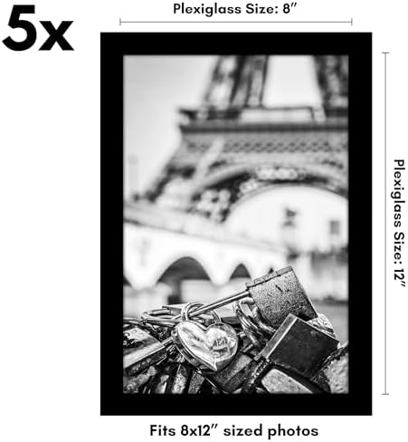 Americanflat 8x12 Picture Frame 5-Pack - Slim Molding - Black - Image 2