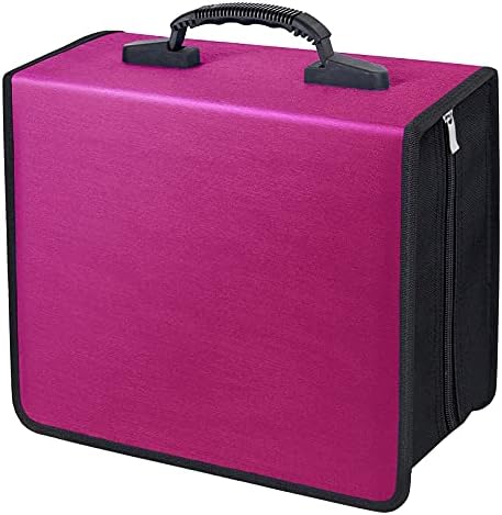 Siveit CD/DVD Binder, CD DVD Case Holder Binder 400 Capacity CD/DVD Wallet Storage Booklet Album Box (White Binder, Rose) by Siveit