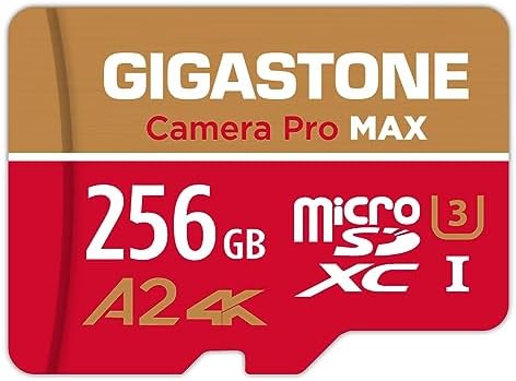 【5-Years Data Recovery】 GIGASTONE 256GB Micro SD Card, 4K Camera Pro MAX, Compatible with Gopro, Dash Cam, DJI, Drone, Security Camera, Speed Up to 170MB/s, UHS-I A2 4K U3 C10, with Adapter by Gigastone