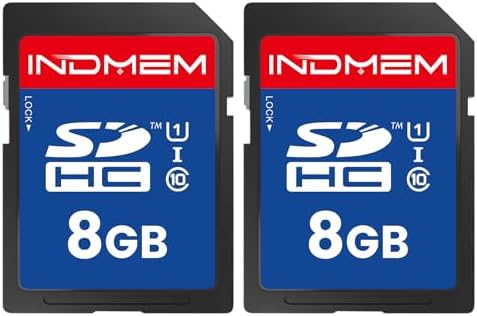 INDMEM SD Card 8GB 2 Pack UHS-I U1 Class 10 8G SDHC Flash Memory Card Compatible with Digital Camera, Computer, Trail Cameras by SINOBRIGHT