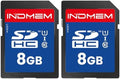 INDMEM SD Card 8GB 2 Pack UHS-I U1 Class 10 8G SDHC Flash Memory Card Compatible with Digital Camera, Computer, Trail Cameras by SINOBRIGHT