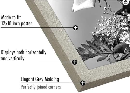 Americanflat 24x36 Poster Frame - Gray Engineered Wood with Polished Plexiglass - Wide Picture Frame for Vertical or Horizontal Wall Display - Epic Collection - Gray - Image 3
