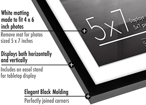 Americanflat 5x7 Picture Frame 2-Pack - Matted to 4x6 - Black - Image 3