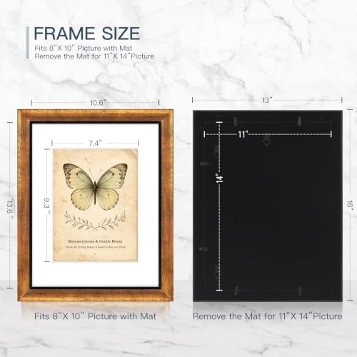 XUANLUO 1 pcs 11x14 Picture Frame with Gold Color,Rustic Retro Photo Frame - Image 4