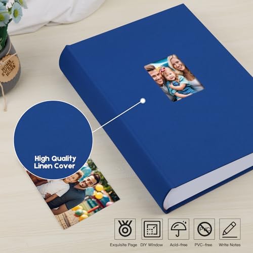450 Pocket 4x6 Photo Album with Writing Space, Linen Cover, Blue - Image 6