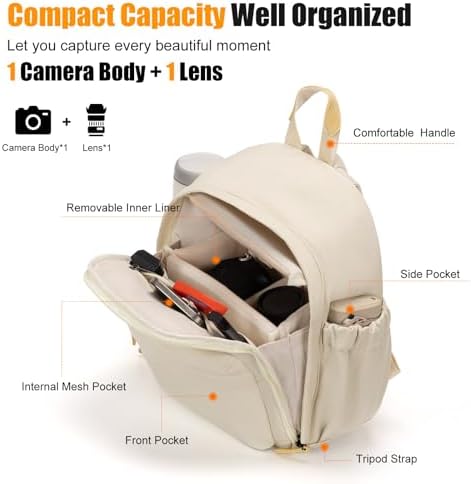 Cwatcun Camera Backpack for Women, Compact DSLR Bag with Tripod Strap - Image 3