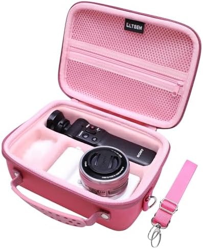 Camera Case Compatible with Sony Alpha ZV-E10 / ZV-1F / ZV-1 / ZV-1 II Vlog Camera with Shoulder Strap by LTGEM, Fits Vlogger Accessory Kit Tripod and Microphone, Magenta+Pink - Image 4