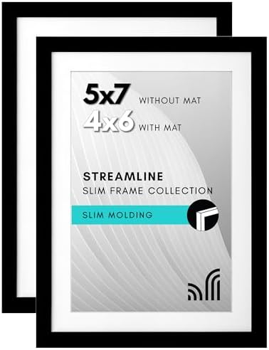 Americanflat 5x7 Picture Frame 2-Pack - Matted to 4x6 - Black by Americanflat