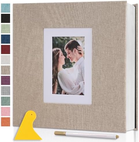 Photo Album Self Adhesive Pages Large 13.2x12.8 Khaki 60 Pages by Semfalbuums