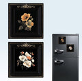 Retro Magnetic Picture Frames for Refrigerator, Set of 2 Mini Vintage Magnet Frames with Strong Magnetic Back, Resin Gold Black 4.33x4.33 inch for Kitchen Decor Photos (Black A) by curtaintiebacks