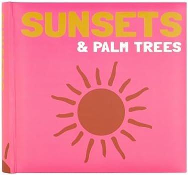 MCS Sunset and Palm Trees Pink Photo Album Holds 200 4x6 Photos with Memo Space, Clear Side-Loading Pockets – Scrapbook Style Keepsake for Vacations & More – A Thoughtful Gift by MCSIndustriesInc