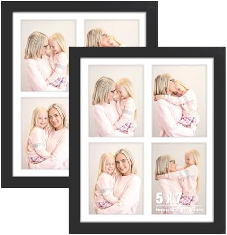 DUENPY 2 Pack 12x16 Collage Frame For 4 5x7 Photos Black by DUENPY